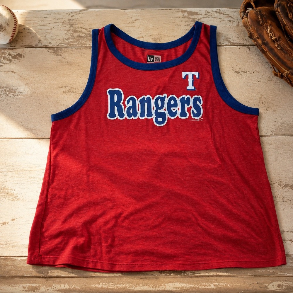 Texas Rangers New Era Tank Top Women M Red Retro Y2K Baseball MLB